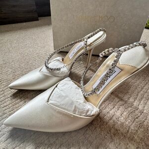 Jimmy Choo - White Saeda 100 Heels
